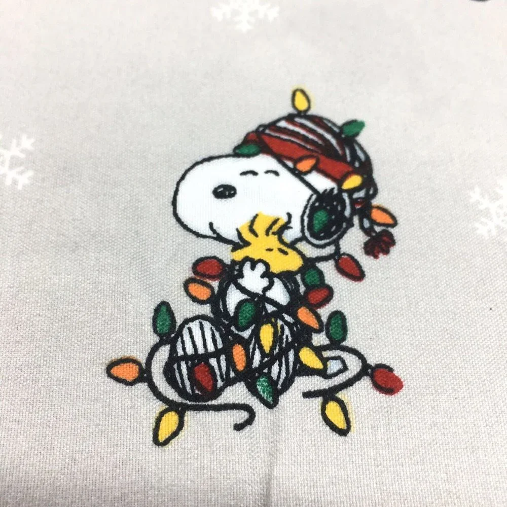 4pc Berkshire Peanuts Christmas QUEEN Sheet Set Snoopy Woodstock Snowflakes Gray